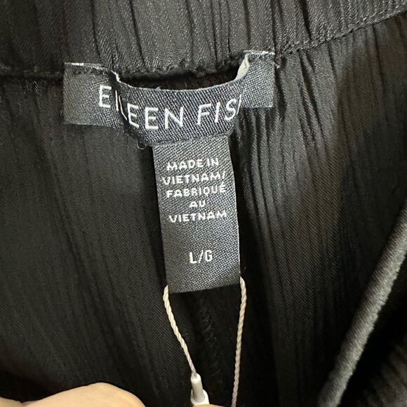 Eileen Fisher Textured Cupro Wide-Leg Pant Black NWT Size Large - Picture 4 of 6